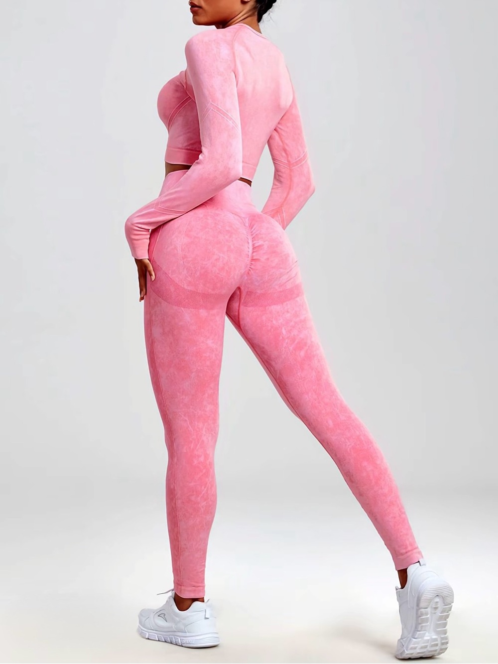 Women’s Pink Seamless Activewear Gym Workout Set Size S - Picture 2 of 9